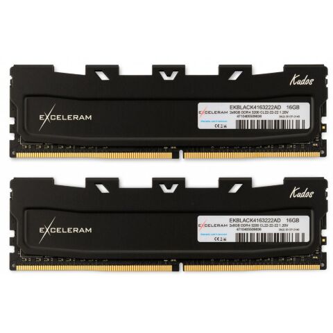 Модуль памяти для компьютера DDR4 16GB (2x8GB) 3200 MHz Black Kudos eXceleram (EKBLACK4163222AD) - Модули памяти для компьютера  - Модули памяти для компьютера 