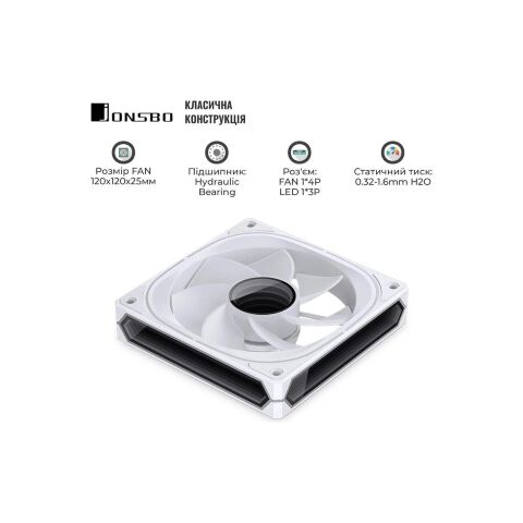 Кулер для корпуса JONSBO FR-505WR Reverse ARGB White - Вентиляторы к корпусам  - Вентиляторы к корпусам 