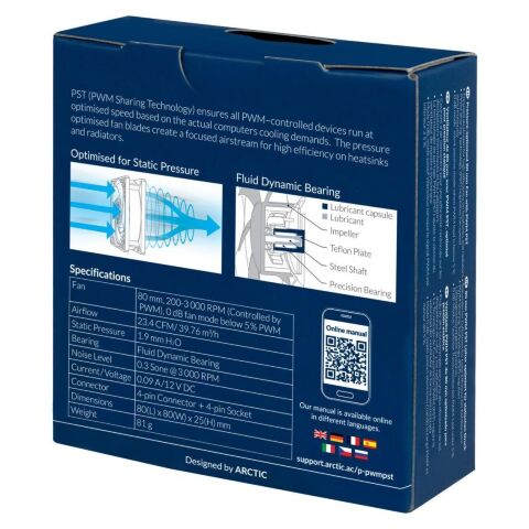 Кулер для корпуса Arctic P8 PWM PST Black (ACFAN00150A) - Вентиляторы к корпусам  - Вентиляторы к корпусам 