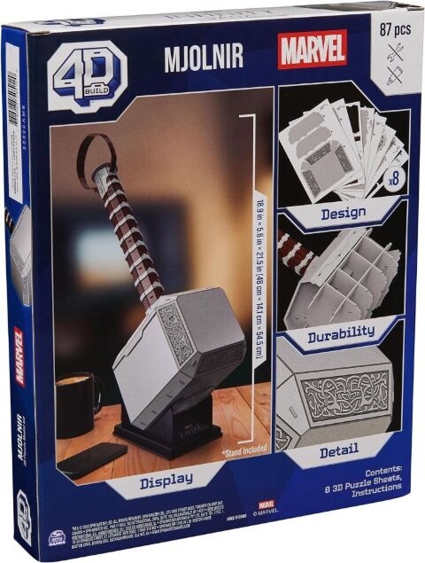 Пазл 4D Build Marvel Thor Mjolnir Hammer puzzle 3D картон Молот Тора Мьольнір 87 шт. -   -  