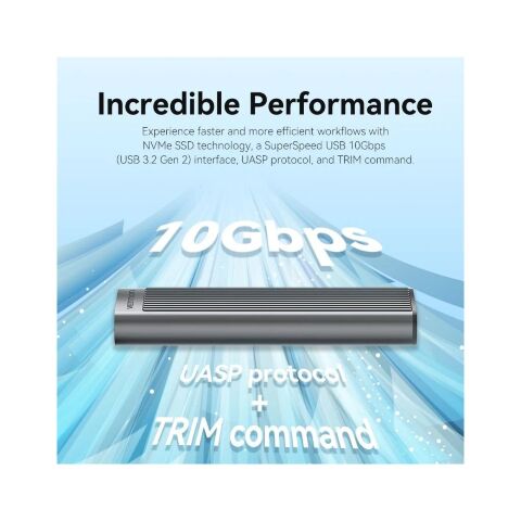 Карман внешний Vention SSD M.2 (NVME) M-key USB Type-C 3.2 10Gbps Heat Sink Aluminum (KPKH0) - Аксессуары к HDD  - Аксессуары к HDD 
