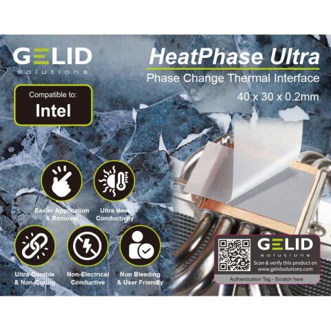 Термопрокладка Gelid Solutions HeatPhase Ultra for Intel CPU (PH-GC-02-I) - Акссесуары к системам охлаждения  - Акссесуары к системам охлаждения 