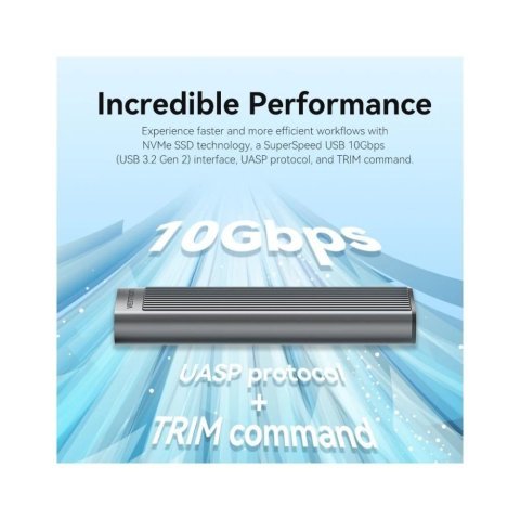 Карман внешний Vention SSD M.2 (NVME) M-key USB Type-C 3.2 10Gbps Heat Sink Aluminum (KPKH0) - Нулевой остаток (Feed)  - Нулевой остаток (Feed) 