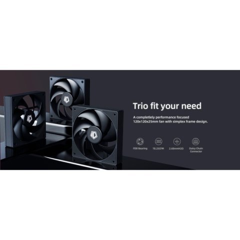 Кулер для корпуса ID-Cooling AF-125-K TRIO - Нулевой остаток (Feed)  - Нулевой остаток (Feed) 