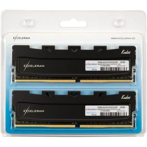 Модуль памяти для компьютера DDR4 16GB (2x8GB) 3200 MHz Black Kudos eXceleram (EKBLACK4163222AD) - Нулевой остаток (Feed)  - Нулевой остаток (Feed)