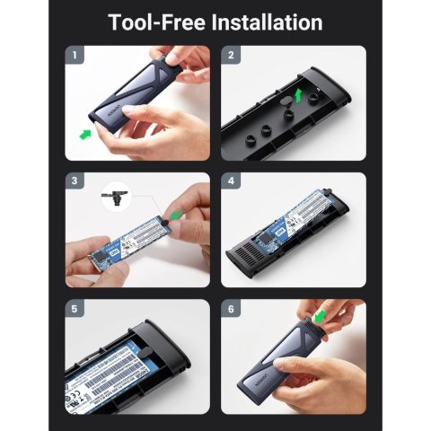 Карман внешний Ugreen SSD M.2 (NVME) M-KEY UGREEN 3.2 GEN2 CM400 gray (90264) - Нулевой остаток (Feed)  - Нулевой остаток (Feed) 