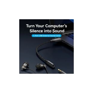 Звуковая плата Vention USB AM to 3.5mm F 0.25m (4pin) 96kHz/24bit DSP noise reduction (CVEBC)