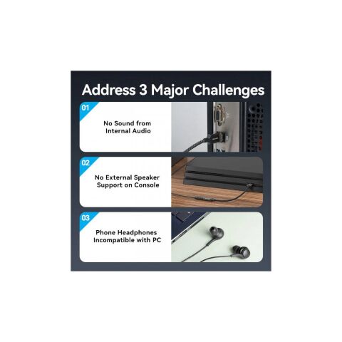 Звуковая плата Vention USB AM to 3.5mm F 0.25m (4pin) 96kHz/24bit DSP noise reduction (CVEBC) - Звуковые платы  - Звуковые платы 