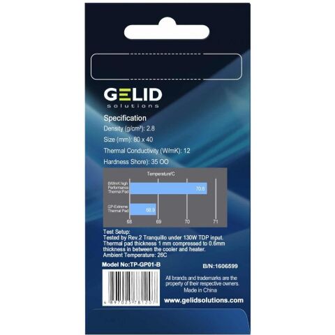 Термопрокладка Gelid Solutions GP-Extreme 80x40x1.5 mm (TP-GP01-C) - Акссесуары к системам охлаждения - Акссесуары к системам охлаждения