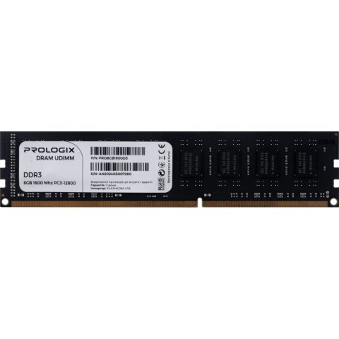 Модуль памяти для компьютера DDR3 8GB 1600 MHz Prologix (PRO8GB1600D3) - Нулевой остаток (Feed)  - Нулевой остаток (Feed)