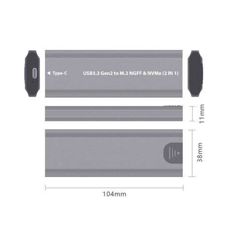 Карман внешний Dynamode M.2 SSD NVMe/SATA combo USB3.2 GEN2 USB-C (DM-CAD-SSD05) - Аксессуары к HDD  - Аксессуары к HDD 