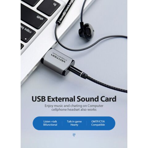 Звуковая плата Vention Audio USB 1х3,5mm jack 4pin Metal (OMTP-CTIA) (CDLH0) - Звуковые платы - Звуковые платы