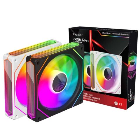 Кулер для корпуса Zezzio PRISM 6 Pro ARGB Black Reverse - Нулевой остаток (Feed) - Нулевой остаток (Feed)