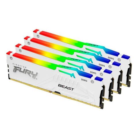Модуль памяти для компьютера DDR5 128GB (4x32GB) 5600 MHz FURY Beast RGB White Kingston Fury (ex.HyperX) (KF556C40BWAK4-128) - Модули памяти для компьютера  - Модули памяти для компьютера 