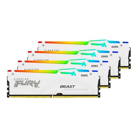 Модуль памяти для компьютера DDR5 128GB (4x32GB) 5600 MHz FURY Beast RGB White Kingston Fury (ex.HyperX) (KF556C40BWAK4-128) - Модули памяти для компьютера  - Модули памяти для компьютера 