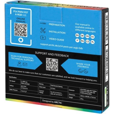 Кулер для корпуса Arctic P14 PWM PST A-RGB (ACFAN00239A) - Нулевой остаток (Feed)  - Нулевой остаток (Feed) 