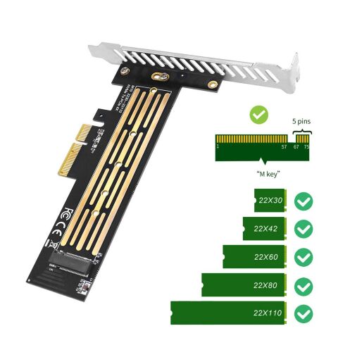Контроллер Dynamode M.2 SSD NVMe M-Key to PCI-E 3.0 x4/ x8/ x16, full profile br (PCI-Ex4- M.2 M-key) - Контроллеры ExpressCard - Контроллеры ExpressCard