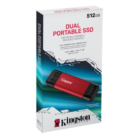 Накопитель SSD USB Type-C 512GB Dual Portable Kingston (SPSD/512GB) - Внутренние SSD  - Внутренние SSD 