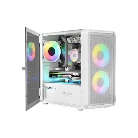 Корпус Logic concept PORTOS MESH+GLASS ARGB fans 3x120mm WHITE (AM-PORTOS-20-0000000-0002) - Нулевой остаток (Feed)  - Нулевой остаток (Feed) 