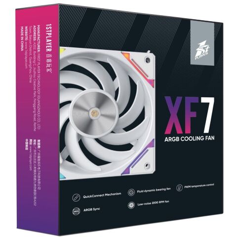 Кулер для корпуса 1stPlayer XF7 White (XF7-WH-1IN1) - Вентиляторы к корпусам  - Вентиляторы к корпусам 