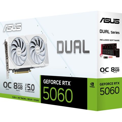 Видеокарта ASUS GeForce RTX5060 8Gb DUAL WHITE OC (DUAL-RTX5060-O8G-WHITE) - Видеокарты  - Видеокарты 