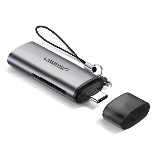 Считыватель флеш-карт Ugreen USB Type-C 3.1 to TF/SD CM184 Gray (50704)