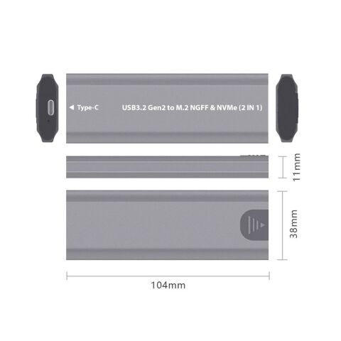 Карман внешний Dynamode M.2 SSD NVMe/SATA combo USB3.2 GEN2 USB-C (DM-CAD-SSD05) - Аксессуары к HDD - Аксессуары к HDD