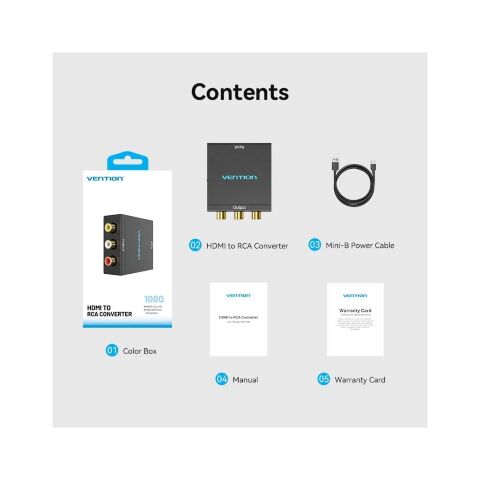 Конвертор HDMI to RCA Metal Type black Vention (AEEB0) - Контроллеры и конверторы - Контроллеры и конверторы