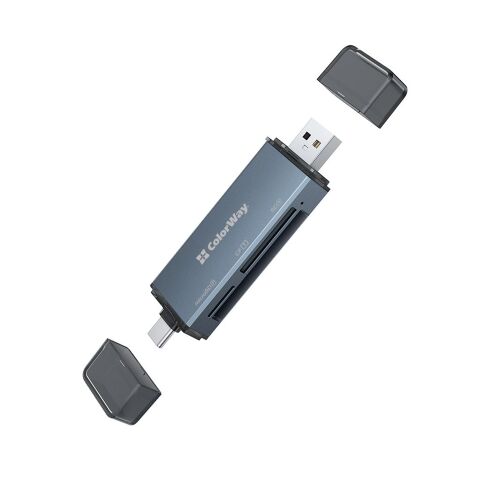 Считыватель флеш-карт ColorWay USB 2.0/USB-C to CF/SD/MicroSD (CW-CR-01) - Кардридеры  - Кардридеры 