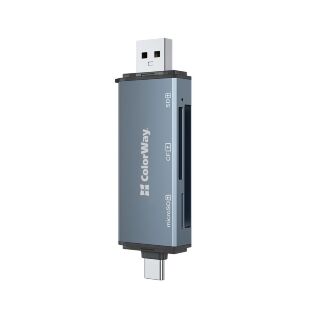 Считыватель флеш-карт ColorWay USB 2.0/USB-C to CF/SD/MicroSD (CW-CR-01)