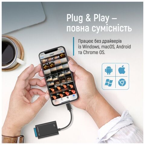 Считыватель флеш-карт ColorWay USB-C to USB 3.0/SD/MicroSD (CW-CR-02) - Нулевой остаток (Feed)  - Нулевой остаток (Feed) 