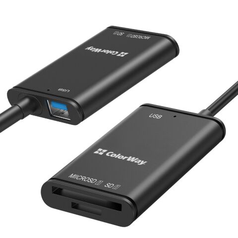 Считыватель флеш-карт ColorWay USB-C to USB 3.0/SD/MicroSD (CW-CR-02) - Кардридеры  - Кардридеры 