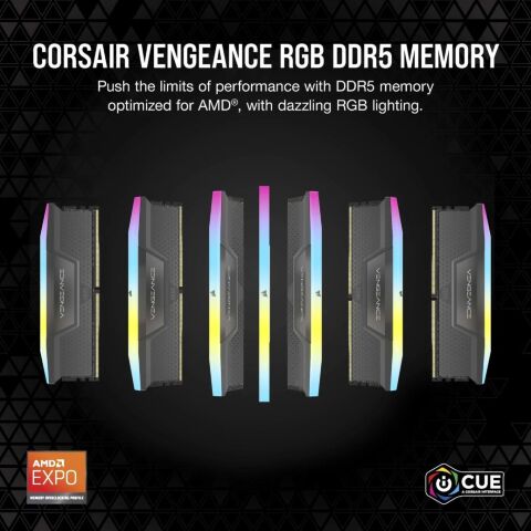 Модуль памяти для компьютера DDR5 96GB (2x48GB) 6000 MHz Vengeance RGB Grey Corsair (CMH96GX5M2E6000Z36) - Нулевой остаток (Feed)  - Нулевой остаток (Feed) 