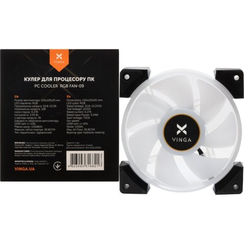 Кулер для корпуса Vinga RGB fan-09 - Вентиляторы к корпусам  - Вентиляторы к корпусам