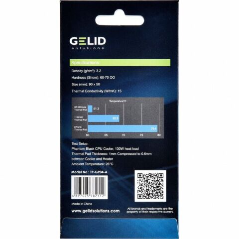 Термопрокладка Gelid Solutions GP-Ultimate Thermal Pad 90x50x2 mm (TP-GP04-D) - Акссесуары к системам охлаждения - Акссесуары к системам охлаждения