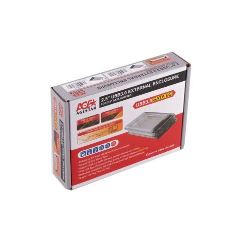 Карман внешний AgeStar 2.5", USB3.0, прозрачный (3UB2P4) - Аксессуары к HDD  - Аксессуары к HDD 