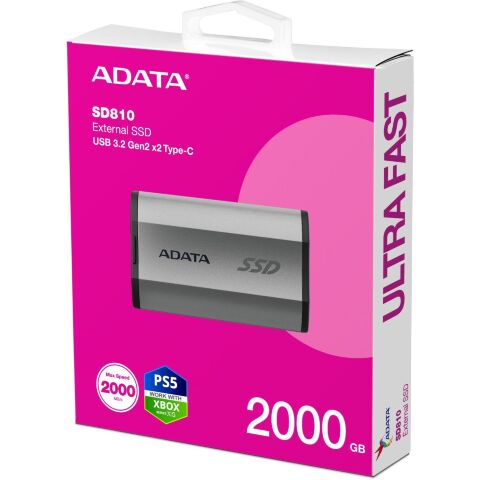 Накопитель SSD USB 3.2 2TB ADATA (SD810-2000G-CSG) - Внутренние SSD  - Внутренние SSD 