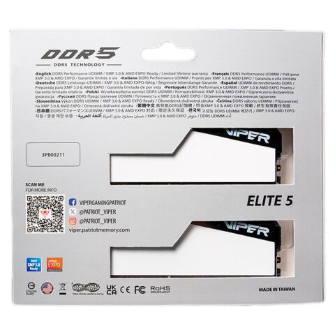 Модуль памяти для компьютера DDR5 32GB (2x16GB) 5600 MHz Viper Elite 5 Patriot (VEB532G5636KW) - Модули памяти для компьютера  - Модули памяти для компьютера 