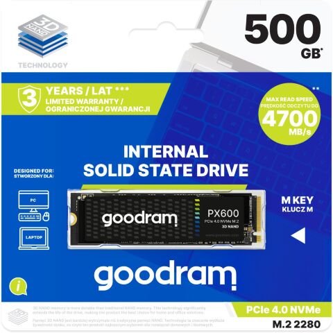 Накопитель SSD M.2 2280 500GB PX600 Goodram (SSDPR-PX600-500-80) - Внутренние SSD  - Внутренние SSD 