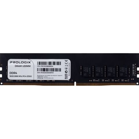 Модуль памяти для компьютера DDR4 16GB 2666 MHz Prologix (PRO16GB2666D4) - Модули памяти для компьютера  - Модули памяти для компьютера 