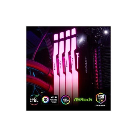 Модуль памяти для компьютера DDR5 128GB (2x64GB) 5600 MHz Beast RGB Kingston Fury (ex.HyperX) (KF556C40BBAK2-128) - Нулевой остаток (Feed)  - Нулевой остаток (Feed) 