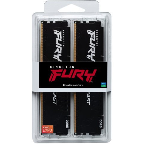 Модуль памяти для компьютера DDR5 64GB (2x32GB) 5200 MHz Beast Black Kingston Fury (ex.HyperX) (KF552C36BBEK2-64) - Нулевой остаток (Feed) - Нулевой остаток (Feed)