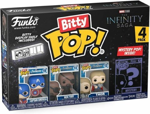 Фигурки Funko Bitty Marvel Captain America, Nick Fury, Thor (4-Pack) фанко Марвел Капитан Америка Ник Фьюри Тор - -