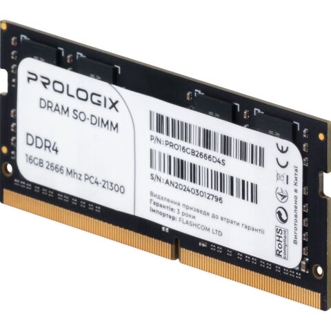 Модуль памяти для ноутбука SoDIMM DDR4 16GB 2666 MHz Prologix (PRO16GB2666D4S) - Модули памяти к ноутбукам  - Модули памяти к ноутбукам 
