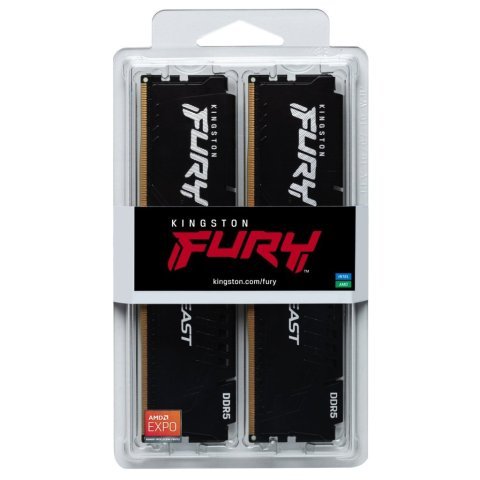 Модуль памяти для компьютера DDR5 32GB (2x16GB) 6400 MHz Beast Black XMP Kingston Fury (ex.HyperX) (KF564C32BBK2-32) - Нулевой остаток (Feed)  - Нулевой остаток (Feed) 