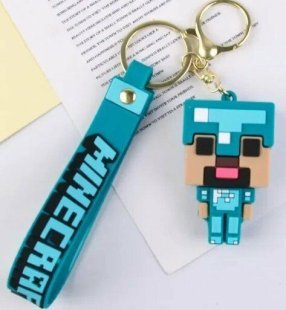 Брелок подвеска на рюкзак Minecraft Майнкрафт 3D Steve in Diamond Armor Backpack