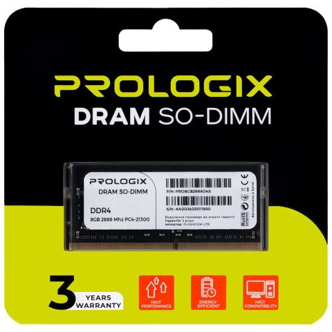 Модуль памяти для ноутбука SoDIMM DDR4 8GB 2666 MHz Prologix (PRO8GB2666D4S) - Модули памяти к ноутбукам  - Модули памяти к ноутбукам 