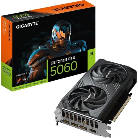 Видеокарта GIGABYTE GeForce RTX5060 8Gb WINDFORCE MAX OC (GV-N5060WF2MAX OC-8GD) - Видеокарты  - Видеокарты 