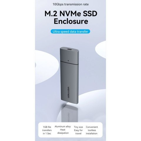 Карман внешний Vention SSD M.2 (NVME) M-key USB Type-C 3.2 gray (KPGH0) - Нулевой остаток (Feed)  - Нулевой остаток (Feed) 