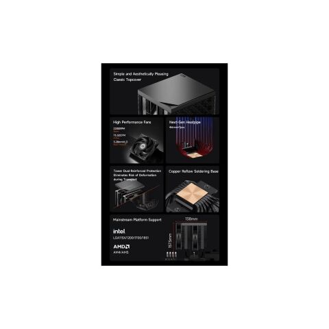 Кулер для процессора PcCooler Охолоджувач для процесора PсCOOLER RT720 TC BK чорний IntelLGA 115X/12 (RT720 TC BK) - Кулеры к процессорам - Кулеры к процессорам